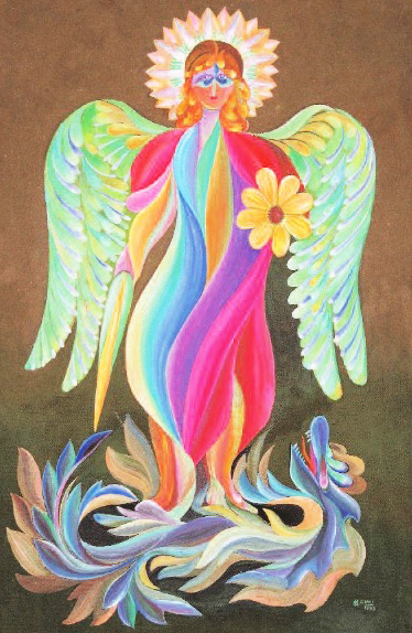 «Архангел Михаїл». 1993. Деревостружкова плита, змішана техніка